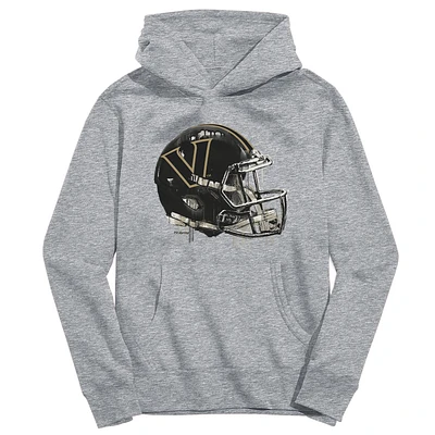 Youth Vive La Fete Heather Gray Vanderbilt Commodores Dripping Football Helmet Pullover Hoodie