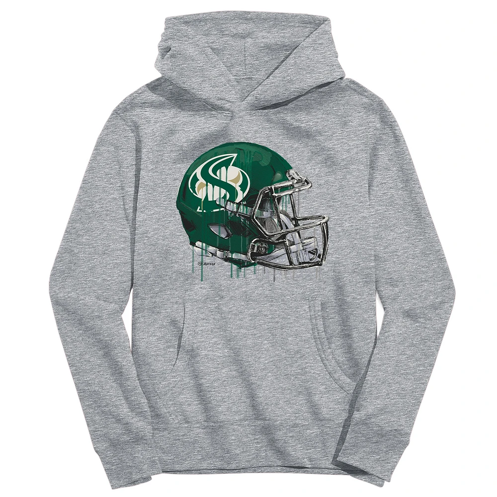 Youth Vive La Fete Heather Gray Sacramento State Hornets Dripping Football Helmet Pullover Hoodie