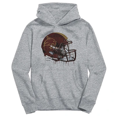 Youth Vive La Fete Heather Gray Texas State Bobcats Dripping Football Helmet Pullover Hoodie