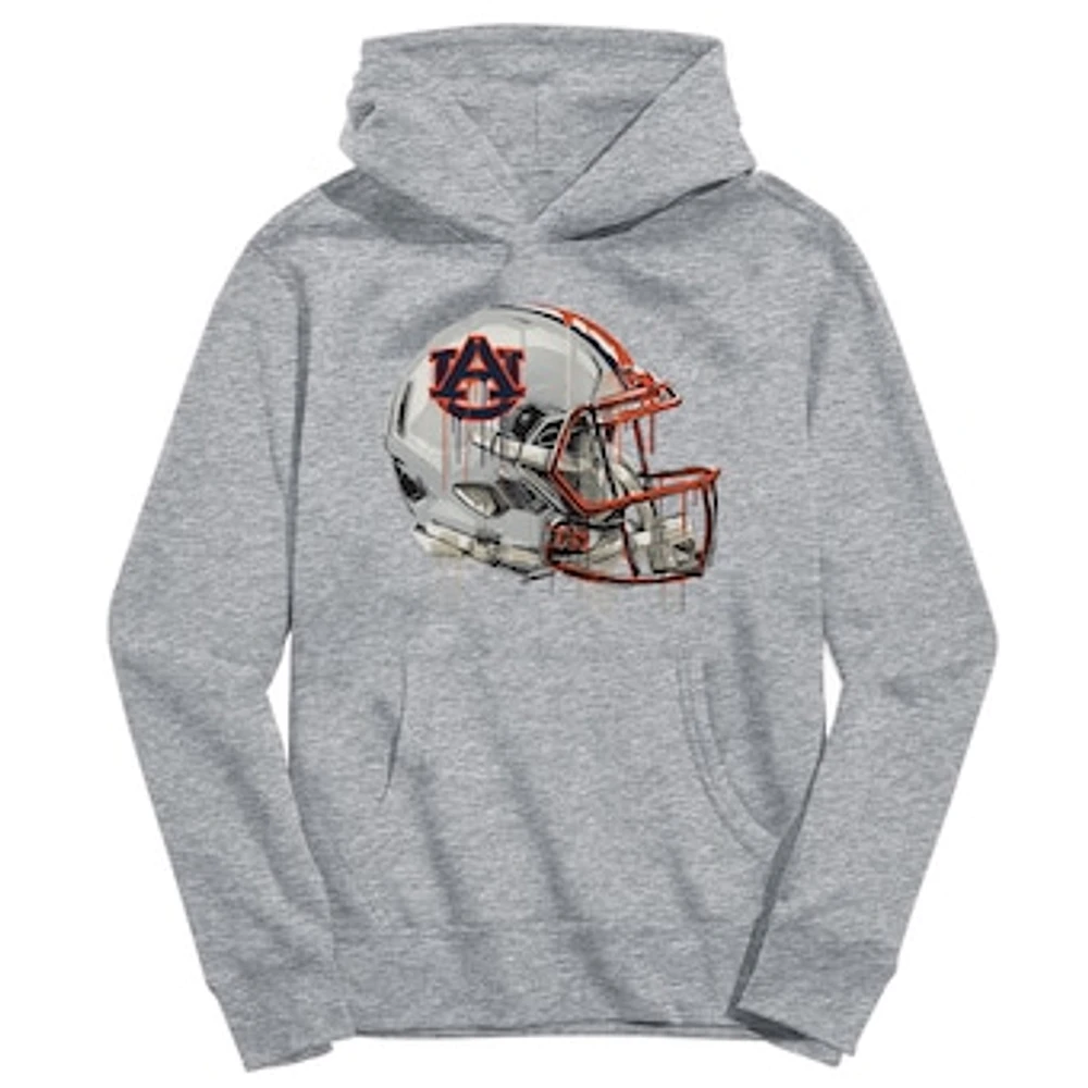 Youth Vive La Fete Heather Gray Auburn Tigers Dripping Football Helmet Pullover Hoodie