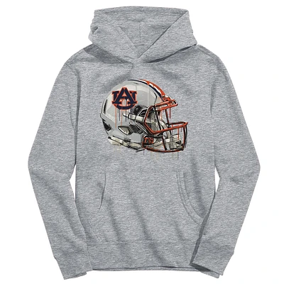 Youth Vive La Fete Heather Gray Auburn Tigers Dripping Football Helmet Pullover Hoodie