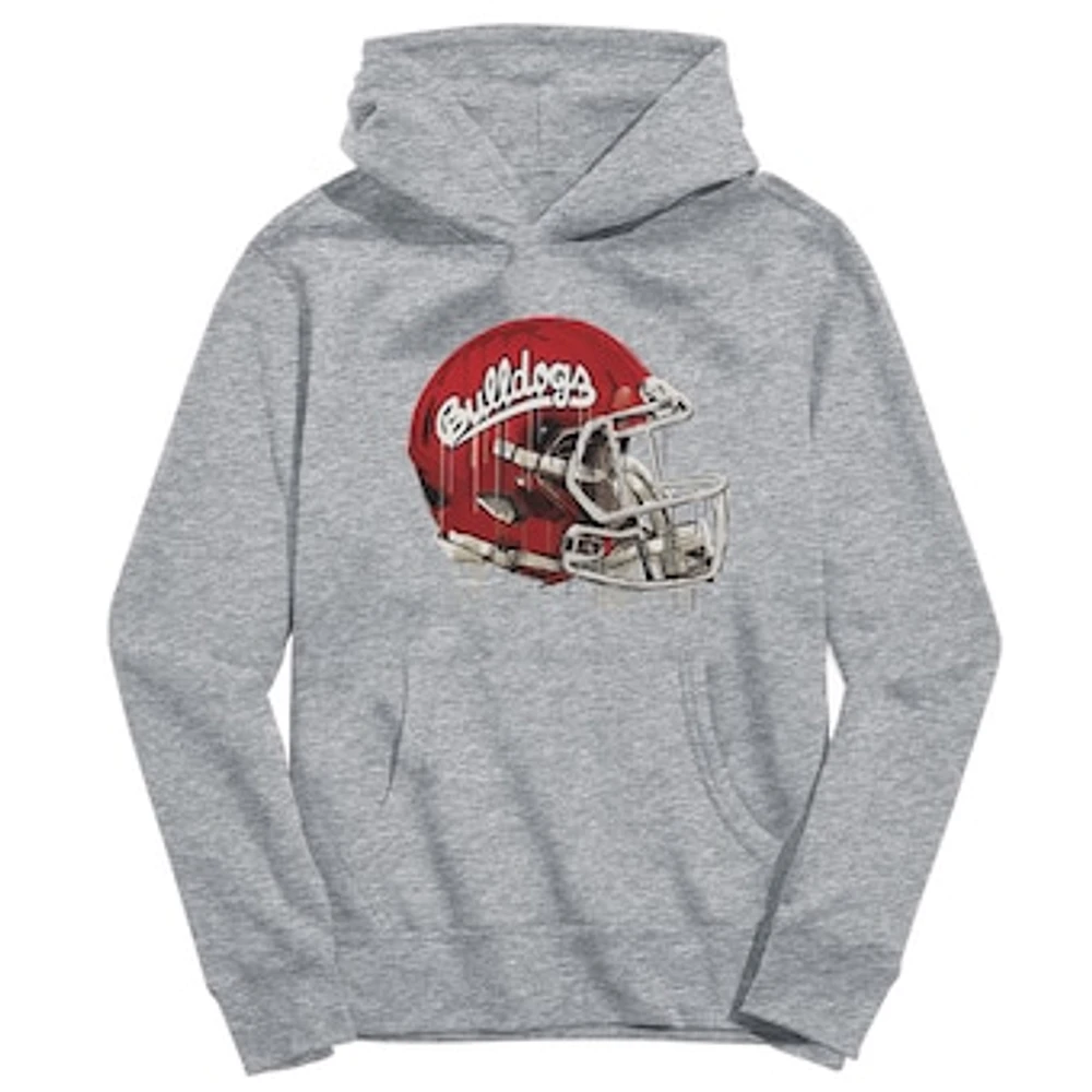 Youth Vive La Fete Heather Gray Fresno State Bulldogs Dripping Football Helmet Pullover Hoodie