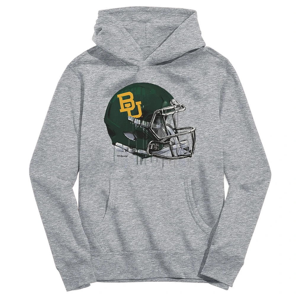 Youth Vive La Fete Heather Gray Baylor Bears Dripping Football Helmet Pullover Hoodie