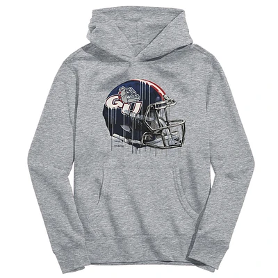 Youth Vive La Fete Heather Gray Gonzaga Bulldogs Dripping Football Helmet Pullover Hoodie
