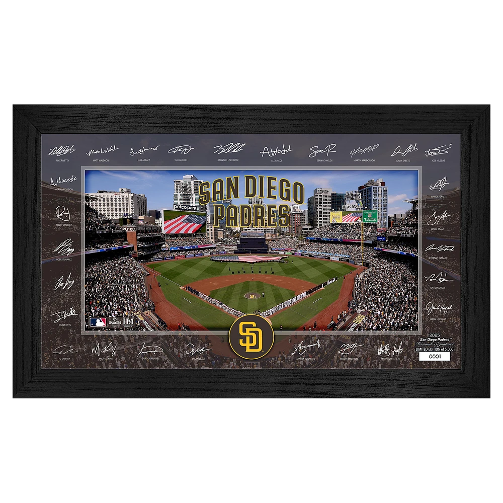 Highland Mint San Diego Padres Framed 12" x 20" 2025 Signature Field Photograph - Facsimile Signatures - Limited Edition of 5,000