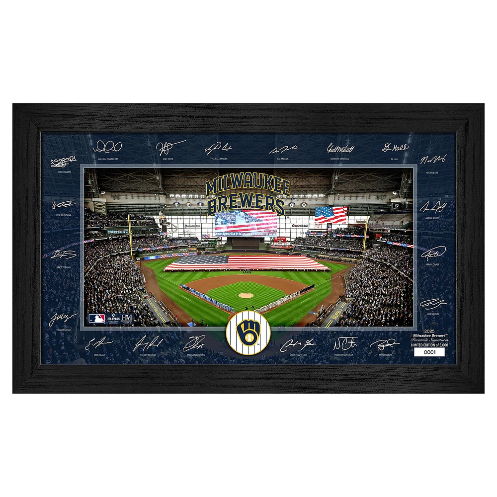 Highland Mint Milwaukee Brewers Framed 12" x 20" 2025 Signature Field Photograph - Facsimile Signatures - Limited Edition of 5,000