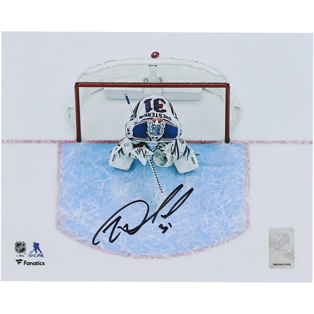 Igor Shesterkin New York Rangers Autographed 8" x 10" White Jersey Overhead Photograph