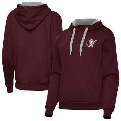 Women's Antigua Maroon Mississippi State Bulldogs Victory Swinging Bully Pullover Hoodie