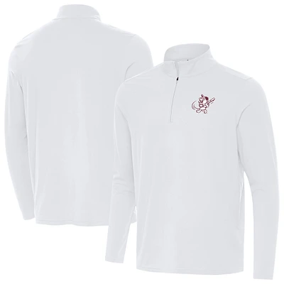Men's Antigua White Mississippi State Bulldogs Intent Swinging Bully Quarter-Zip Pullover