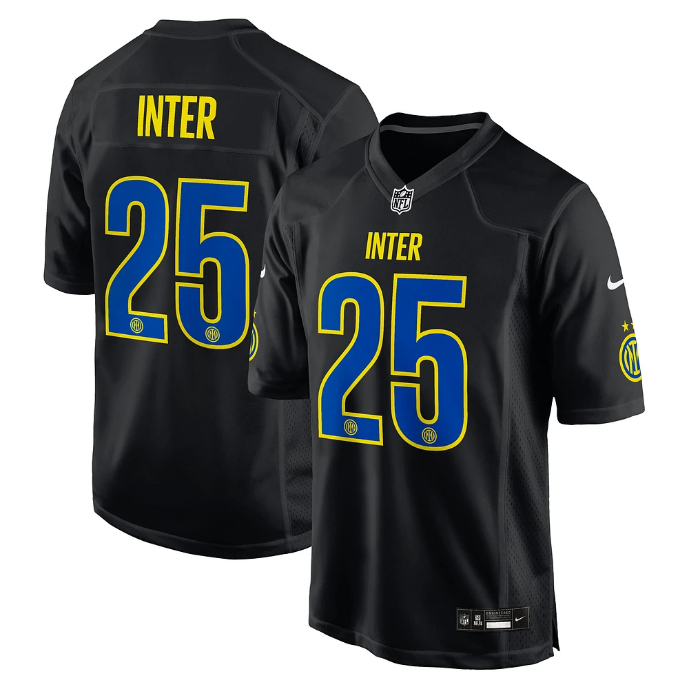 Men's Nike Black Inter Milan 2025 Soccer x NFL Game Jersey