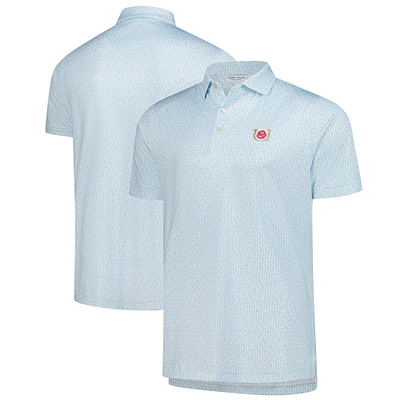Men's Peter Millar Light Blue Kentucky Derby Mint Julep All-Over Print Performance Polo