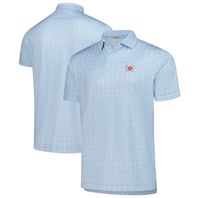 Men's Peter Millar Light Blue Kentucky Derby Jockey All-Over Print Performance Polo