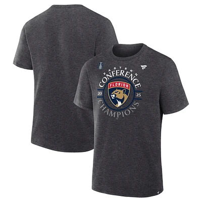 Men's Fanatics Heather Charcoal Florida Panthers 2025 Eastern Conference Champions Locker Room T-Shirt