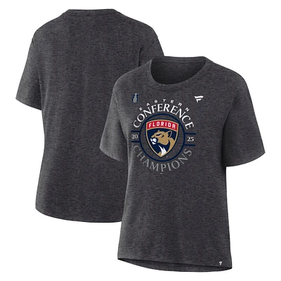 Women's Fanatics Heather Charcoal Florida Panthers 2025 Eastern Conference Champions Locker Room T-Shirt