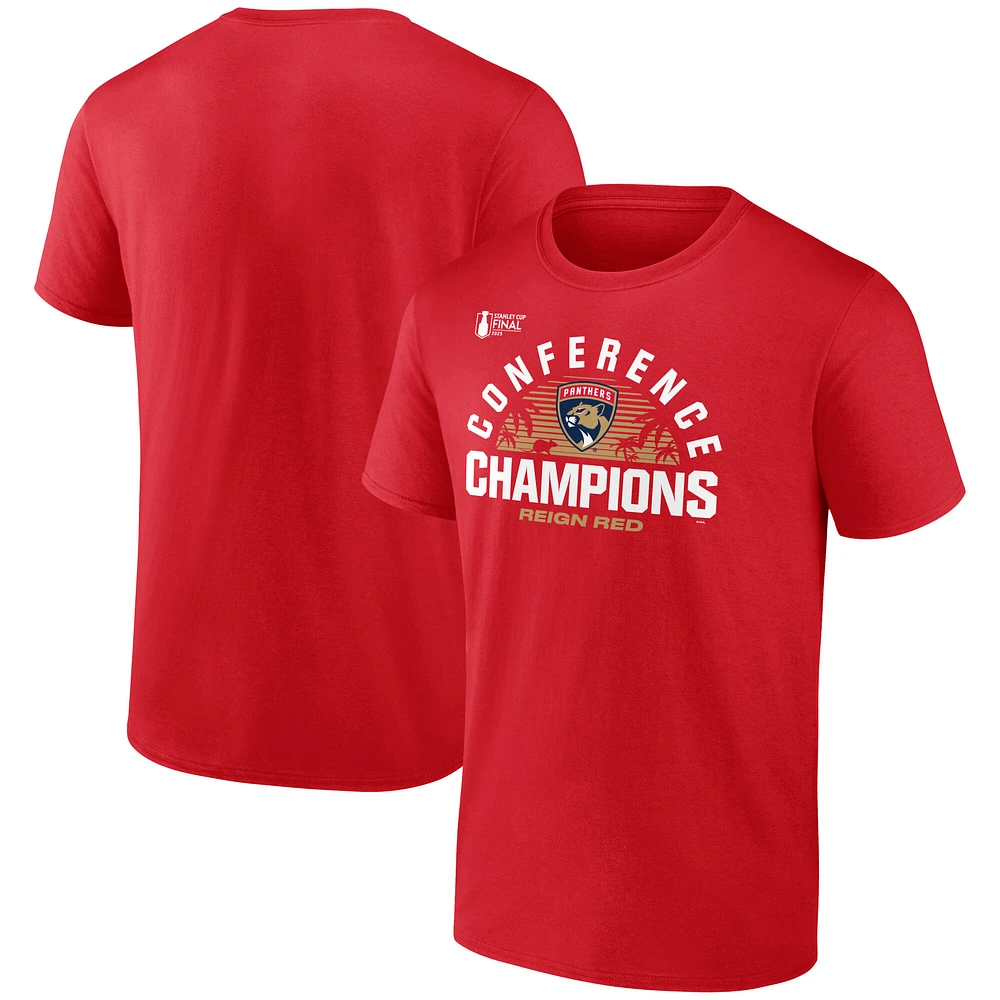 Men's Fanatics Red Florida Panthers 2025 Eastern Conference Champions Local Hometown T-Shirt