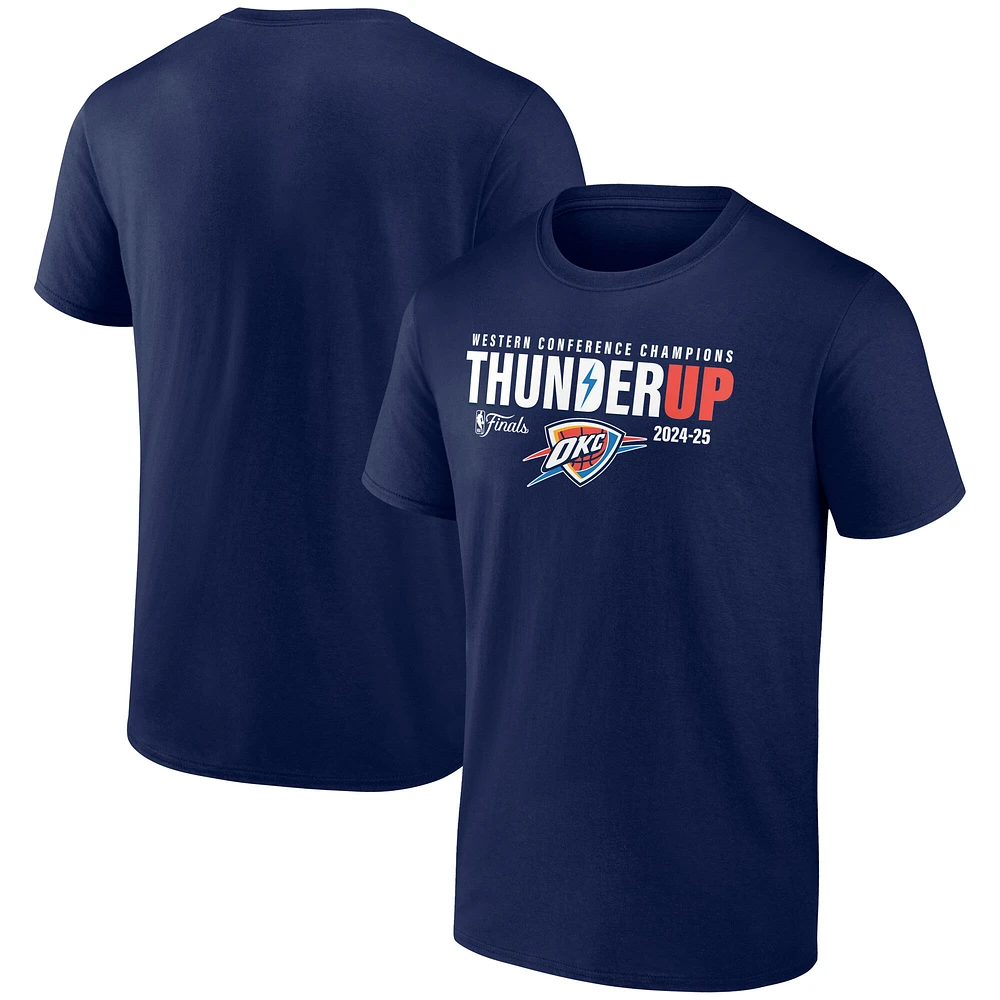 Men's Fanatics Navy Oklahoma City Thunder 2025 Western Conference Champions Hometown Collection T-Shirt