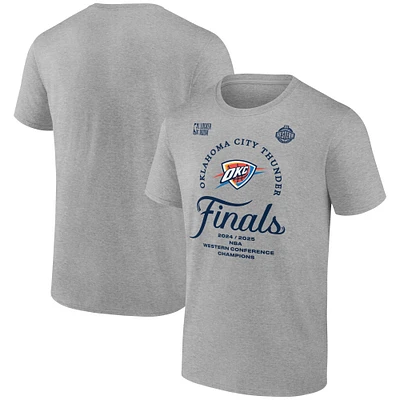 Men's Fanatics Heather Gray Oklahoma City Thunder 2025 Western Conference Champions Locker Room T-Shirt