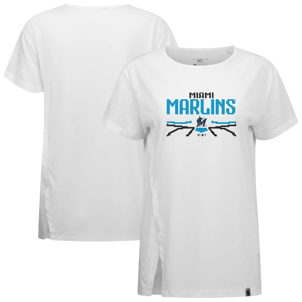Women's Levelwear White Miami Marlins Influx Arcade T-Shirt