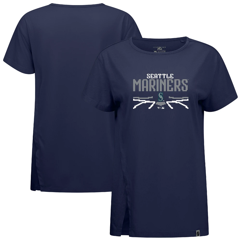 Women's Levelwear Navy Seattle Mariners Influx Arcade T-Shirt