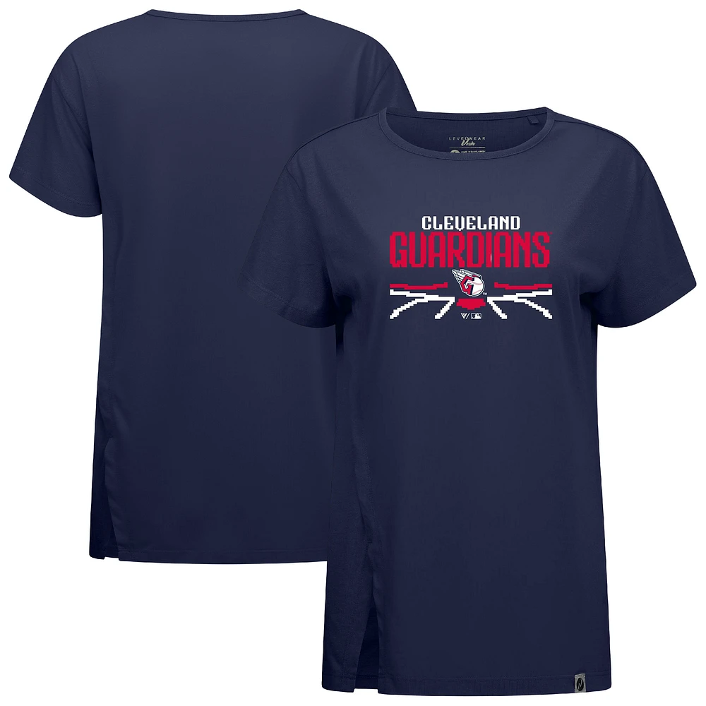 Women's Levelwear Navy Cleveland Guardians Influx Arcade T-Shirt
