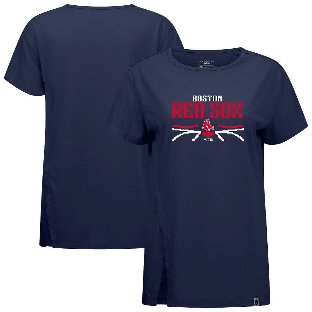 Women's Levelwear Navy Boston Red Sox Influx Arcade T-Shirt