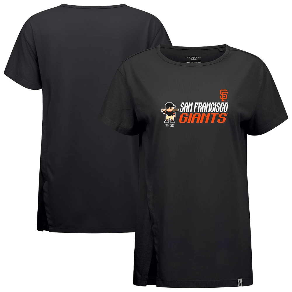 Women's Levelwear Black San Francisco Giants Influx 8-Bit Baseball T-Shirt