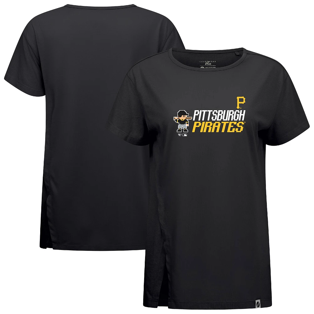 Women's Levelwear Black Pittsburgh Pirates Influx 8-Bit Baseball T-Shirt