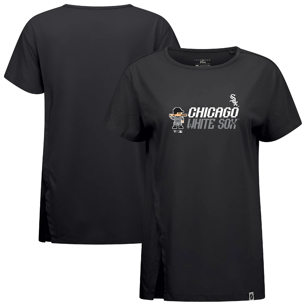 Women's Levelwear Black Chicago White Sox Influx 8-Bit Baseball T-Shirt