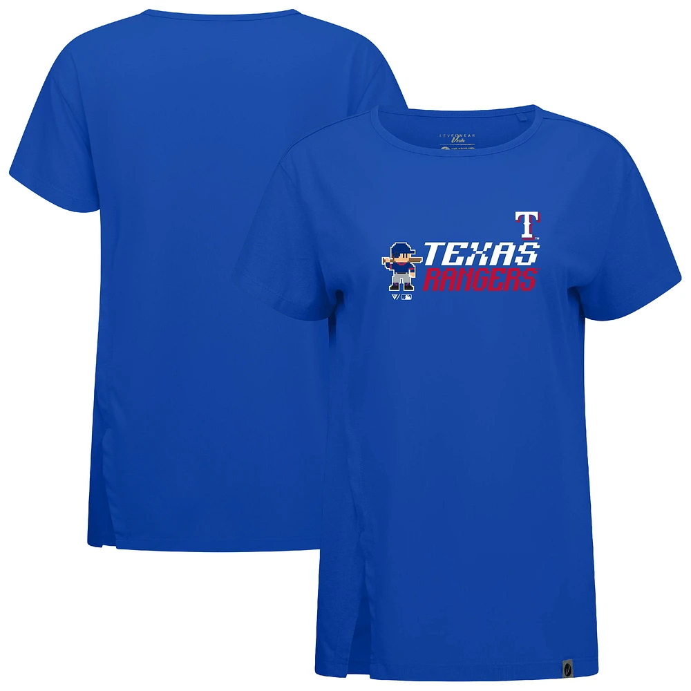 Women's Levelwear Royal Texas Rangers Influx 8-Bit Baseball T-Shirt