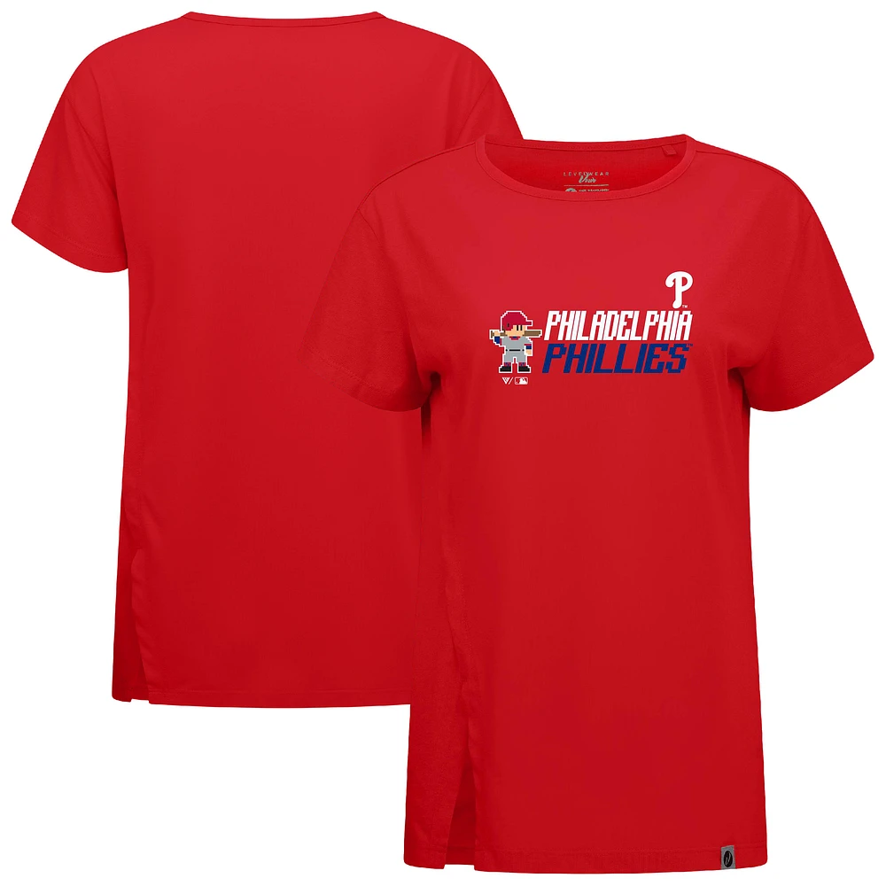 Women's Levelwear Red Philadelphia Phillies Influx 8-Bit Baseball T-Shirt