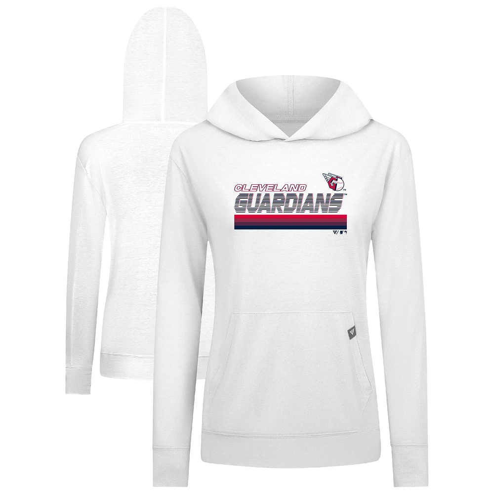 Women's Levelwear White Cleveland Guardians Relay Breaker Pullover Hoodie