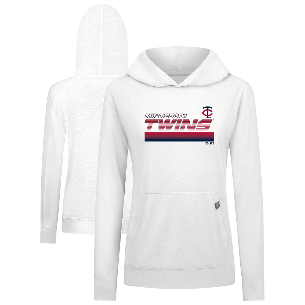 Women's Levelwear White Minnesota Twins Relay Breaker Pullover Hoodie