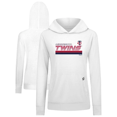 Women's Levelwear White Minnesota Twins Relay Breaker Pullover Hoodie