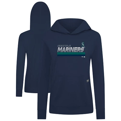 Women's Levelwear Navy Seattle Mariners Relay Breaker Pullover Hoodie