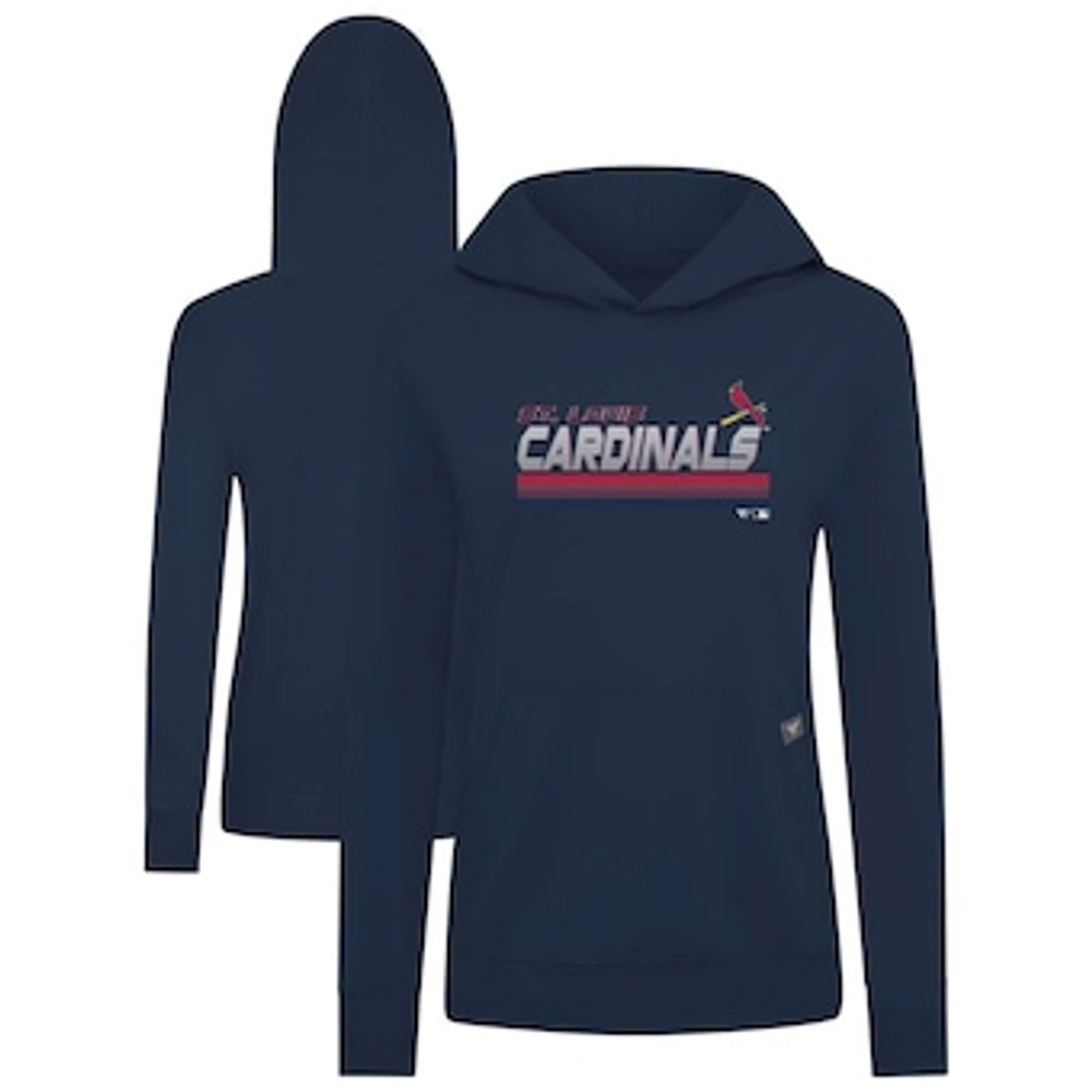 Women's Levelwear Navy St. Louis Cardinals Relay Breaker Pullover Hoodie