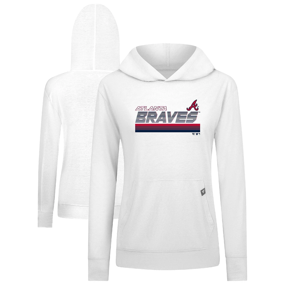 Women's Levelwear White Atlanta Braves Relay Breaker Pullover Hoodie