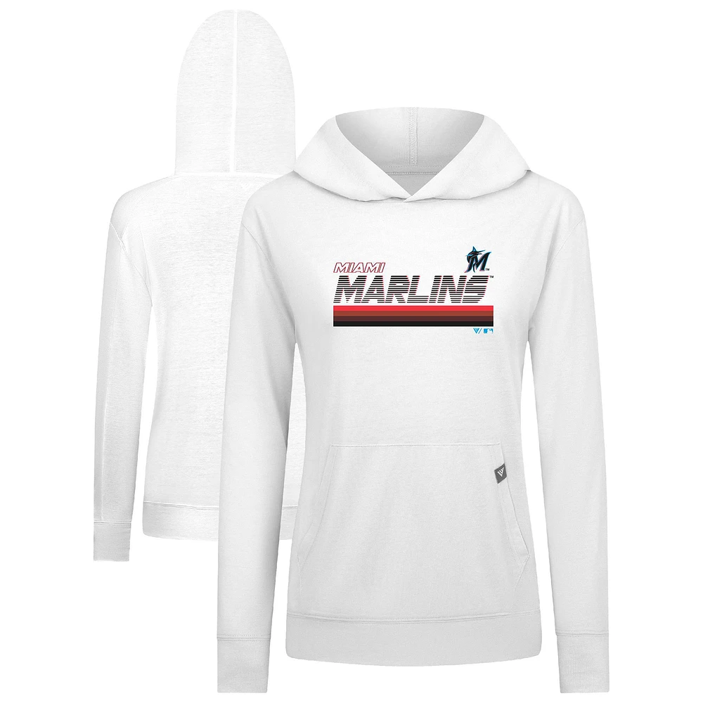 Women's Levelwear White Miami Marlins Relay Breaker Pullover Hoodie