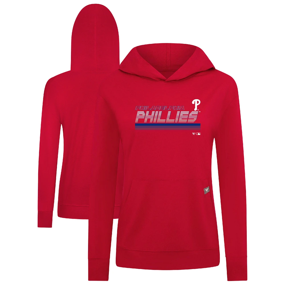 Women's Levelwear Red Philadelphia Phillies Relay Breaker Pullover Hoodie