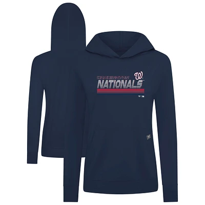 Women's Levelwear Navy Washington Nationals Relay Breaker Pullover Hoodie