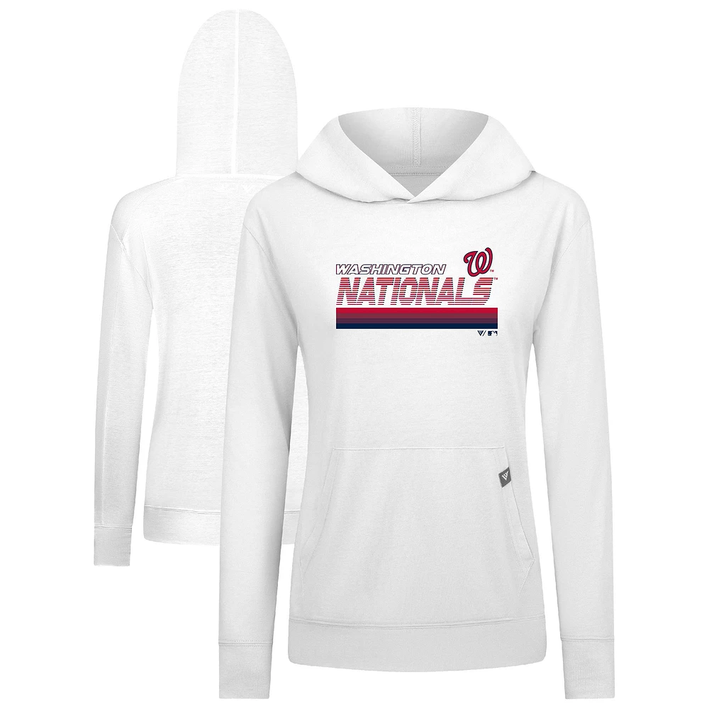 Women's Levelwear White Washington Nationals Relay Breaker Pullover Hoodie