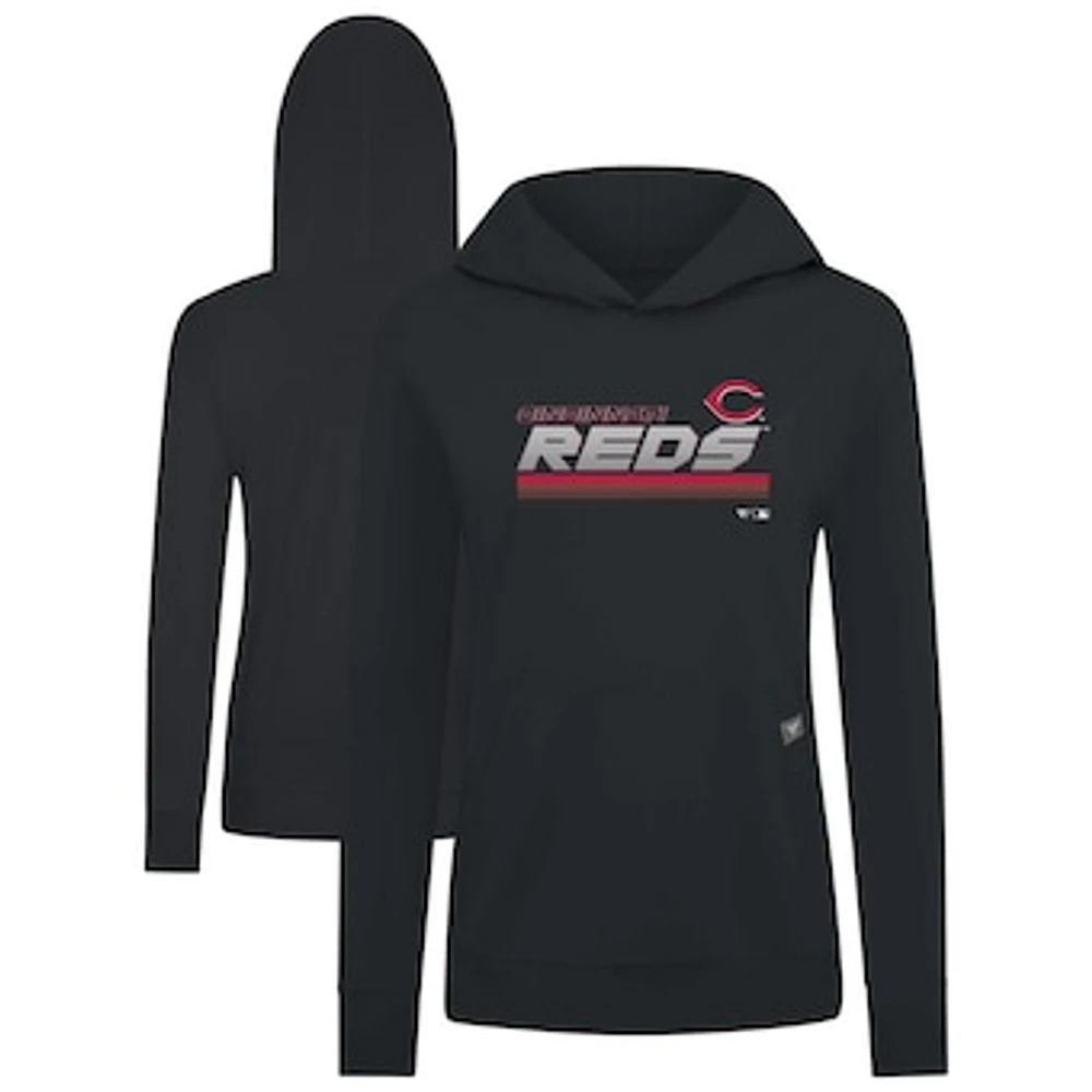 Women's Levelwear Black Cincinnati Reds Relay Breaker Pullover Hoodie