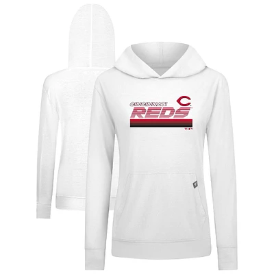Women's Levelwear White Cincinnati Reds Relay Breaker Pullover Hoodie