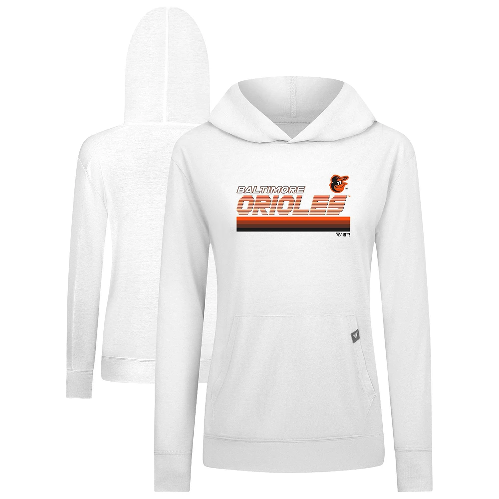 Women's Levelwear White Baltimore Orioles Relay Breaker Pullover Hoodie