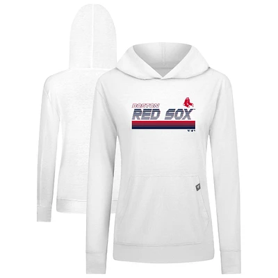 Women's Levelwear White Boston Red Sox Relay Breaker Pullover Hoodie