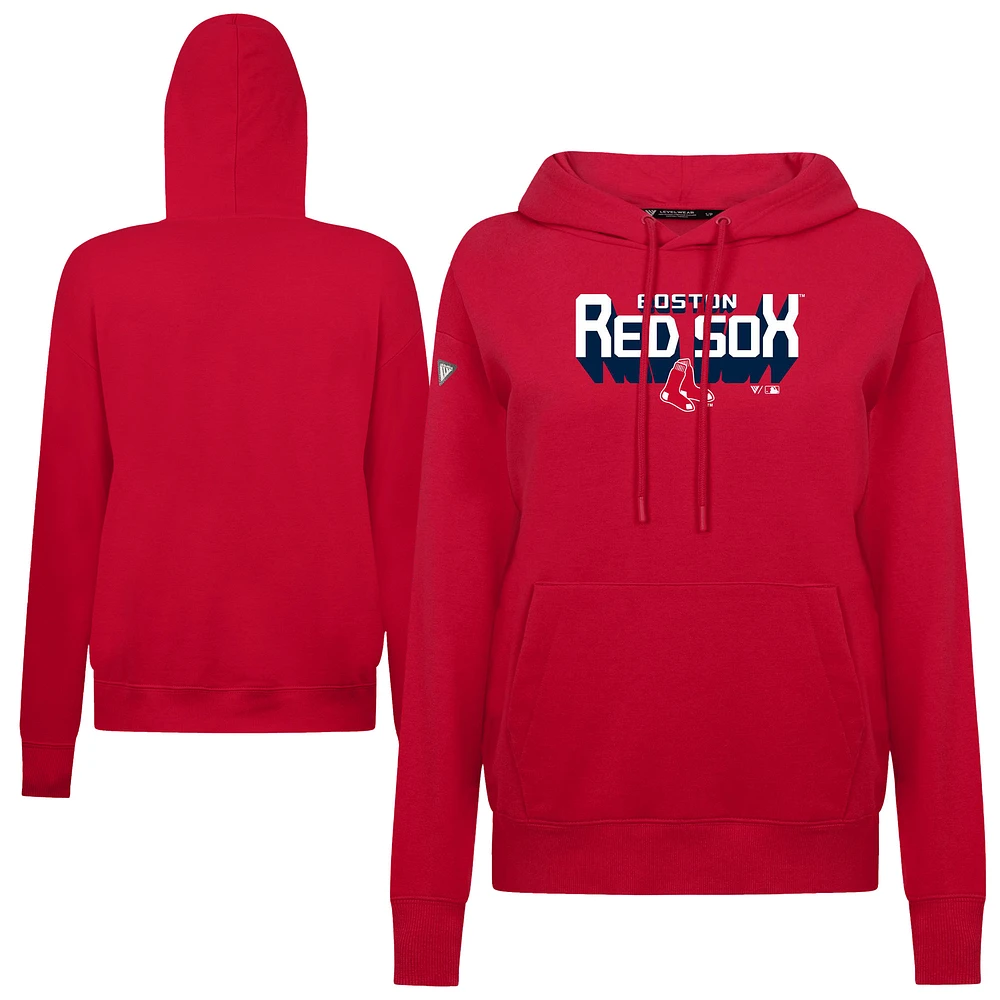 Women's Levelwear Red Boston Sox Adorn Retro 3D Pullover Hoodie