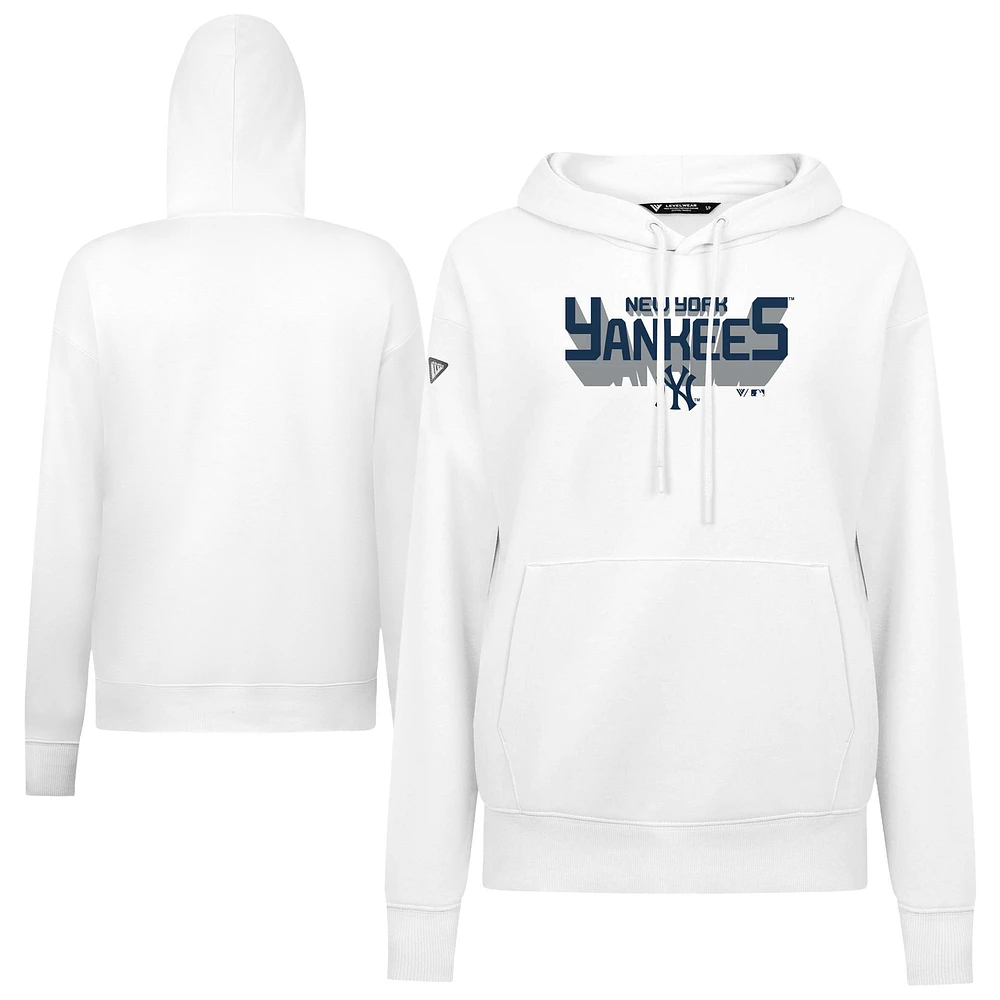 Women's Levelwear White New York Yankees Adorn Retro 3D Pullover Hoodie