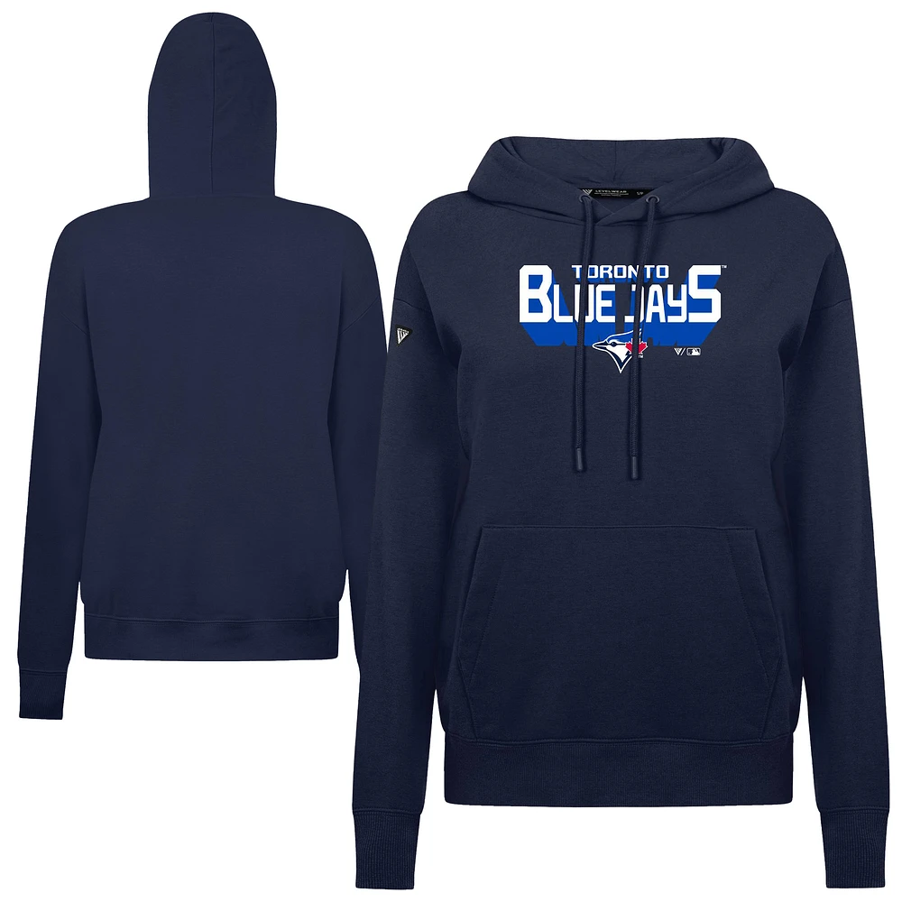 Women's Levelwear Navy Toronto Blue Jays Adorn Retro 3D Pullover Hoodie