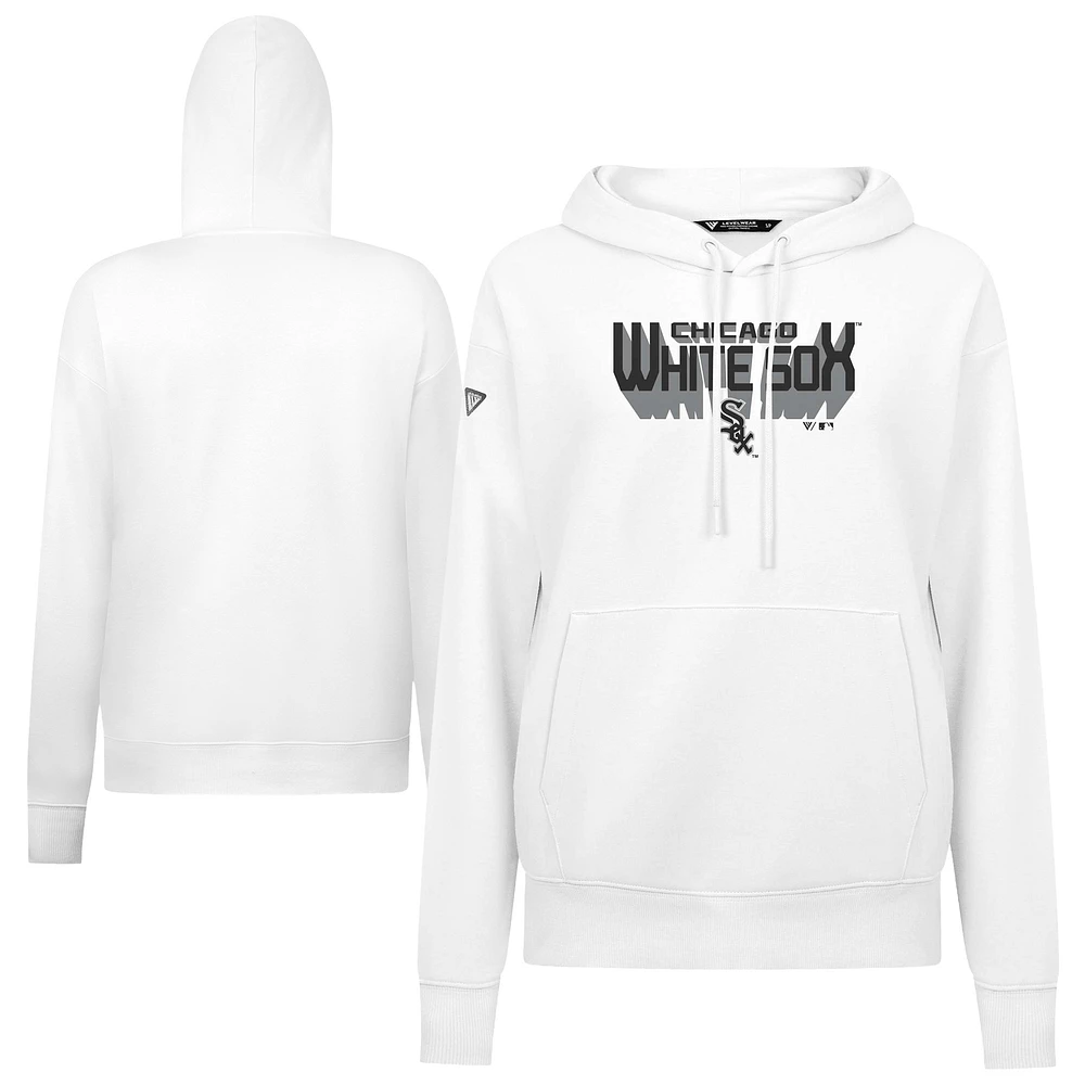Women's Levelwear White Chicago Sox Adorn Retro 3D Pullover Hoodie