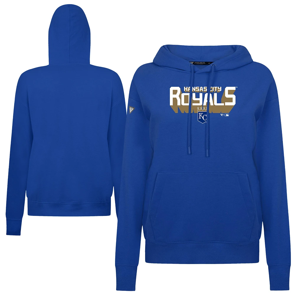 Women's Levelwear Royal Kansas City Royals Adorn Retro 3D Pullover Hoodie