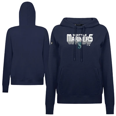 Women's Levelwear Navy Seattle Mariners Adorn Retro 3D Pullover Hoodie